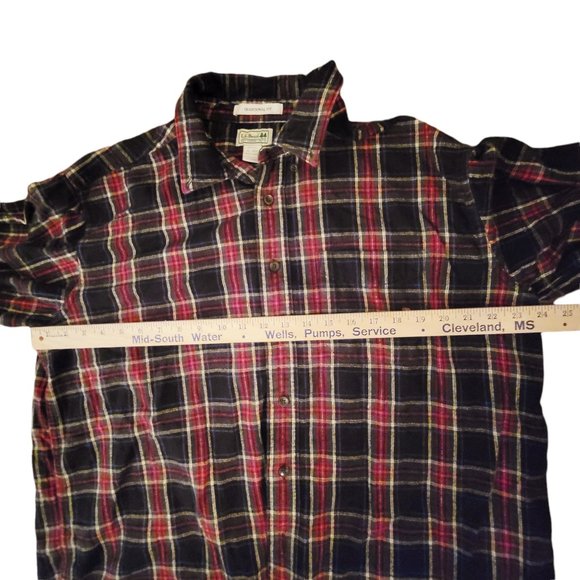 LL Bean Mens‎ Red Navy Blue Plaid Long Sleeve Casual Button Up Shirt Size 48 - Picture 5 of 5